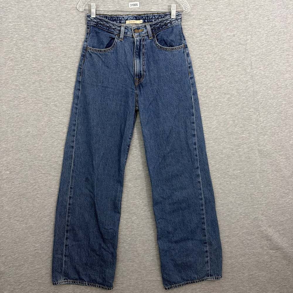Levis Womens 26x32 Ribcage Wide Leg High Rise Medium Wash Denim Jeans